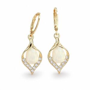 Moonlit Garden Faux Opal Leaf Earrings